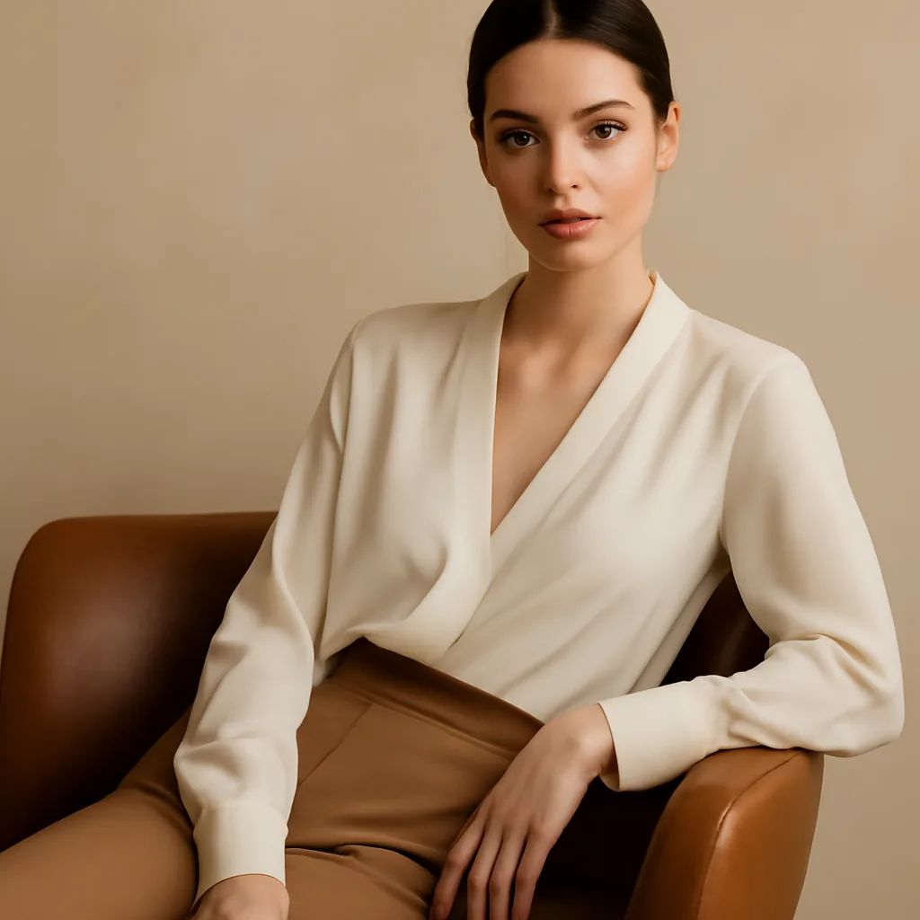 Elegant editorial luxury, confident feminine mood, soft diffused
